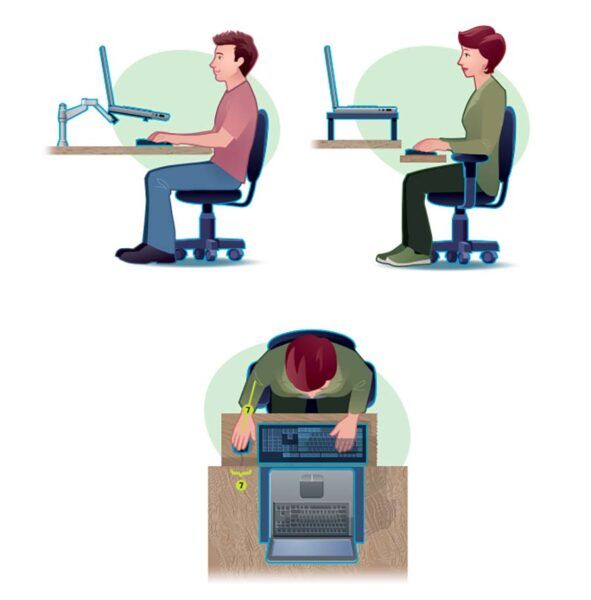5 conseils pour prévenir les douleurs au cou et aux omoplates pendant le travail de bureau et l'ergonomie chez Kinatex Sports Physio, Québec et Ontario.