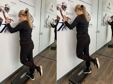 Prévenir les blessures en ski de fond avec la pointe des pieds à  une jambe chez Kinatex Sports Physio, Québec et Ontario.
